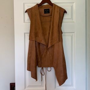 Faux leather/Suede Asymmetrical Vest